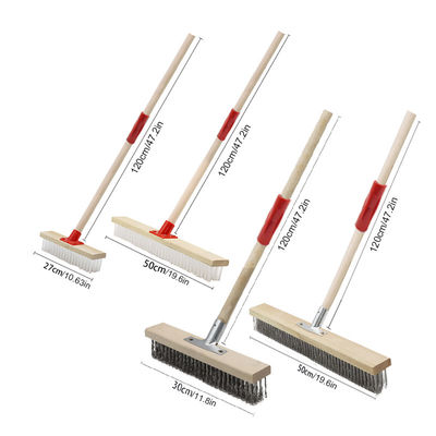 단단한 PP 붓 머리 욕실 부엌 바닥 청소 나무 손잡이 붓