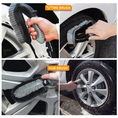 자동차 세탁 브러시 9 조각 자동차 타이어 브러시 허브 브러시 암호화 세탁 장갑